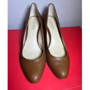 Ralph Lauren Women's Brown Croc Style Heel Pump Sz 11 B career cocktail